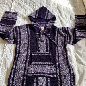 Artesianas Mexican Baja Hoodie Purple Size Large Pocket Front